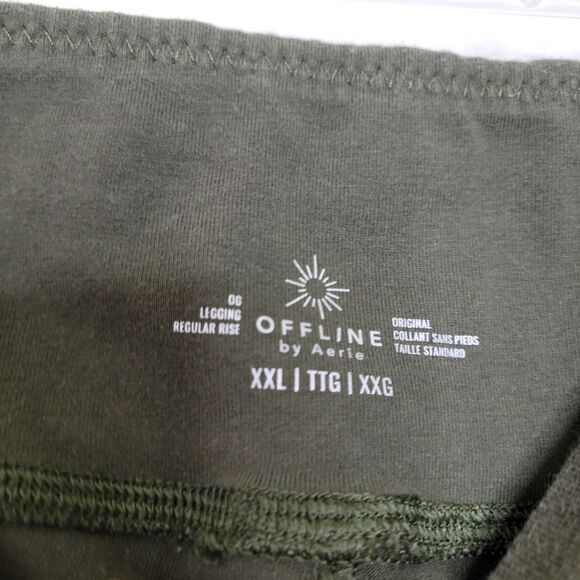 Aerie Offline Size XXL Olive Green Cotton OG Regular Rise Pull-On Leggings - Picture 4 of 7